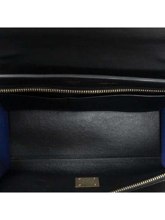Celine Small Tricolor Trapeze Black Blue Brown Calfskin Leather - Picture 9 of 10